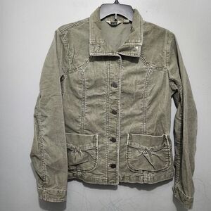Olive Green Women's Corduroy Jacket Shacket Size M